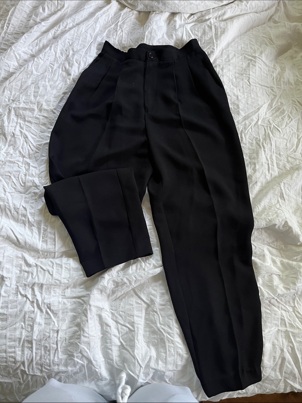 Classic Black High-Waist Tapered Pants